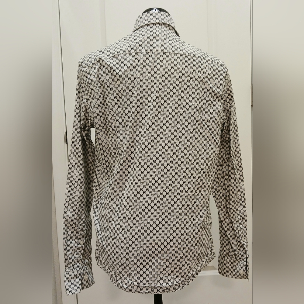 Men's Michael Kors Slim Fit Black & White Button Down Dress Shirt‎ - Picture 11 of 16